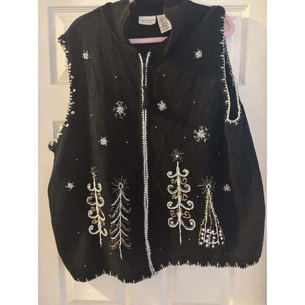 Vintage White Stag Women's‎ Plus Size Festive Christmas Sweater Vest Sz 22W/24W